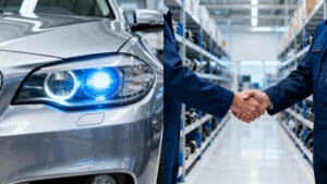 Профессиональное рукопожатие символизирует стратегическое партнерство в выборе лучшего поставщика светодиодных ламп для высокопроизводительных светодиодных автомобильных фар.