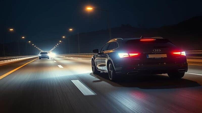 Conducción nocturna con luces LED H4 brillantes
