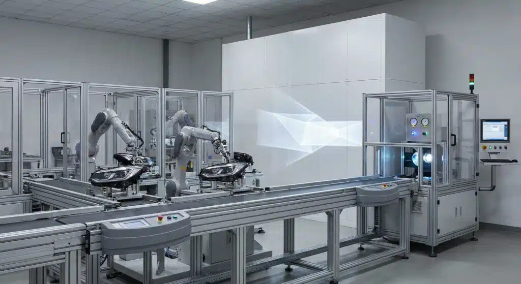 LED headlight manufacturers production and beam testing line