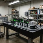 Beam pattern testing at professional LED headlight supplier facility