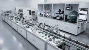 Quality control LED bulbs testing on automated production line